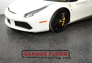 Epoxy Flooring Coating White Ferrari in Garage