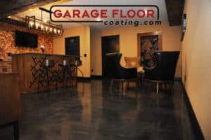 metallic epoxy coatings interior basement bar room