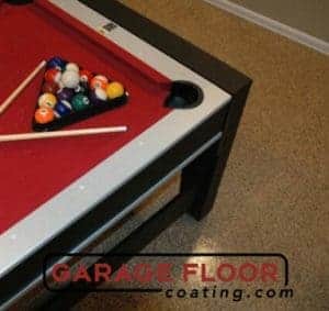 full-flake epoxy floor coating basement pool table GarageFloorCoating.com